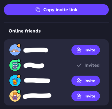 Friend list invite