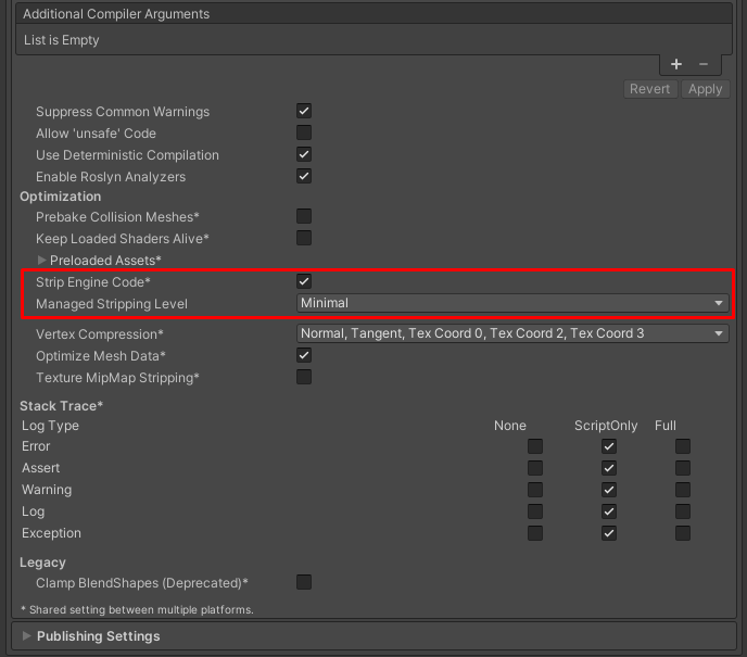 Code stripping